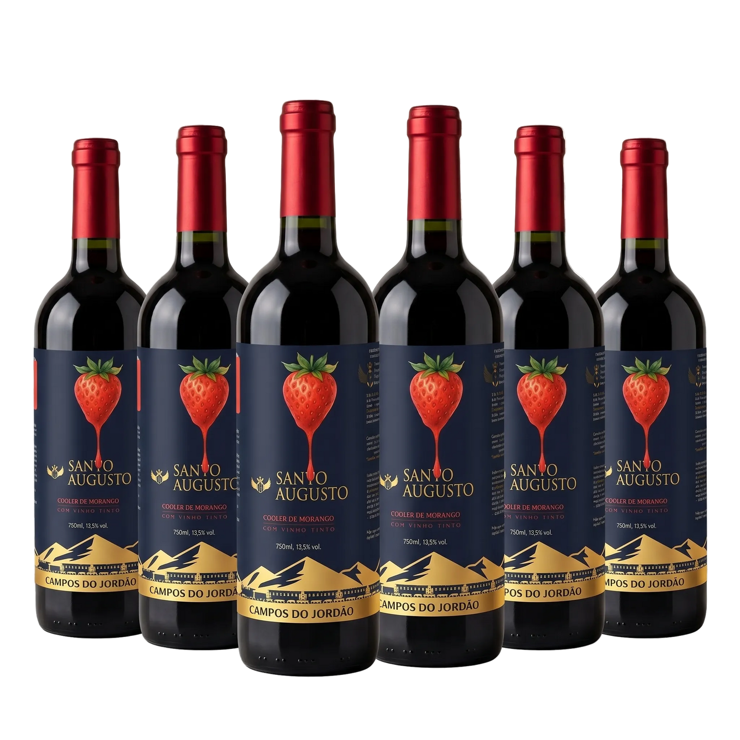 Combo 6 Coqueteis Santo Augusto - Vinho Tinto com Morango (750ml) cada