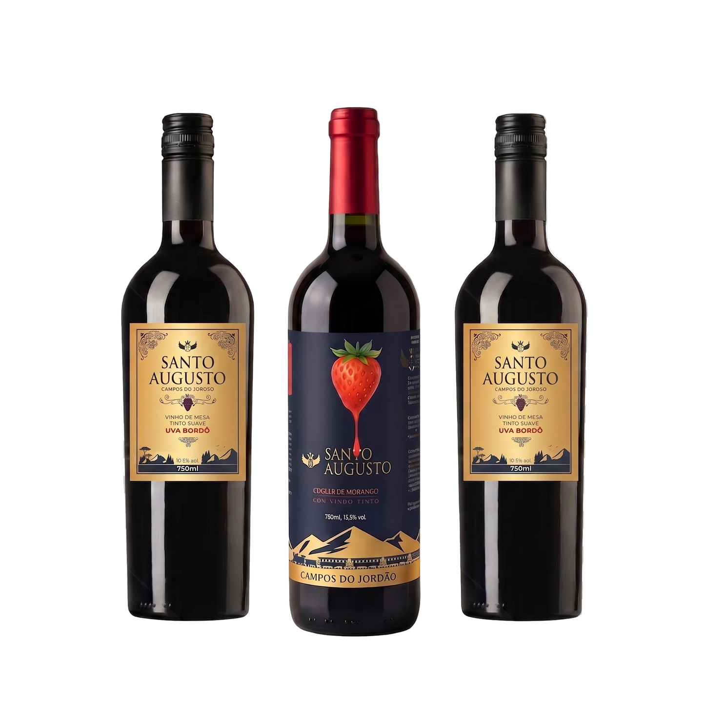 Trio da Serra com a Santo Augusto: (2 Bordô + 1 Morango)