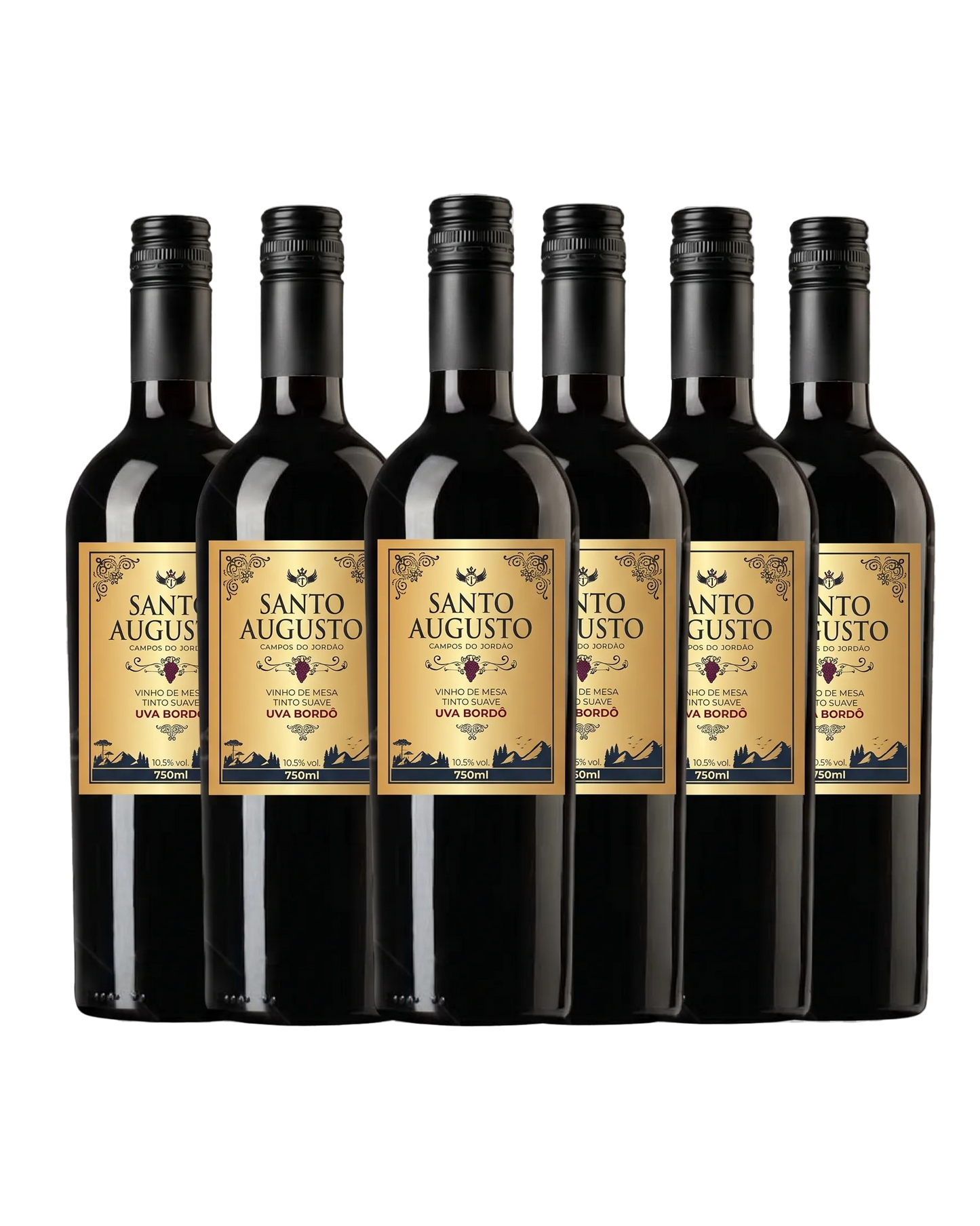 Combo 6 Vinhos Santo Augusto - Tinto Suave Bordô (750ml) cada