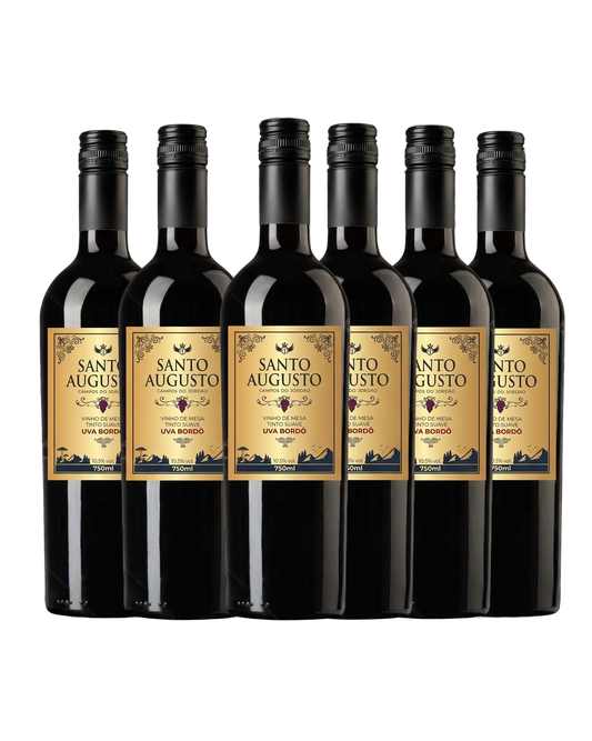 Combo 6 Vinhos Santo Augusto - Tinto Suave Bordô (750ml) cada
