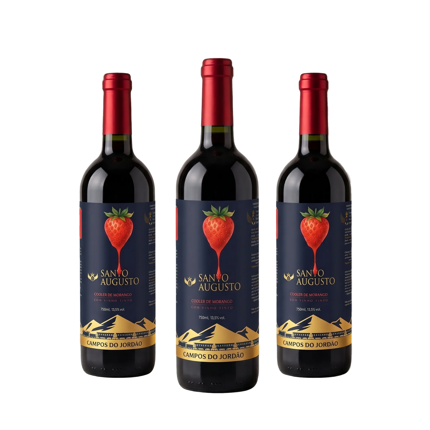 Trio Santo Augusto: Morango (3 garrafas do coquetel).